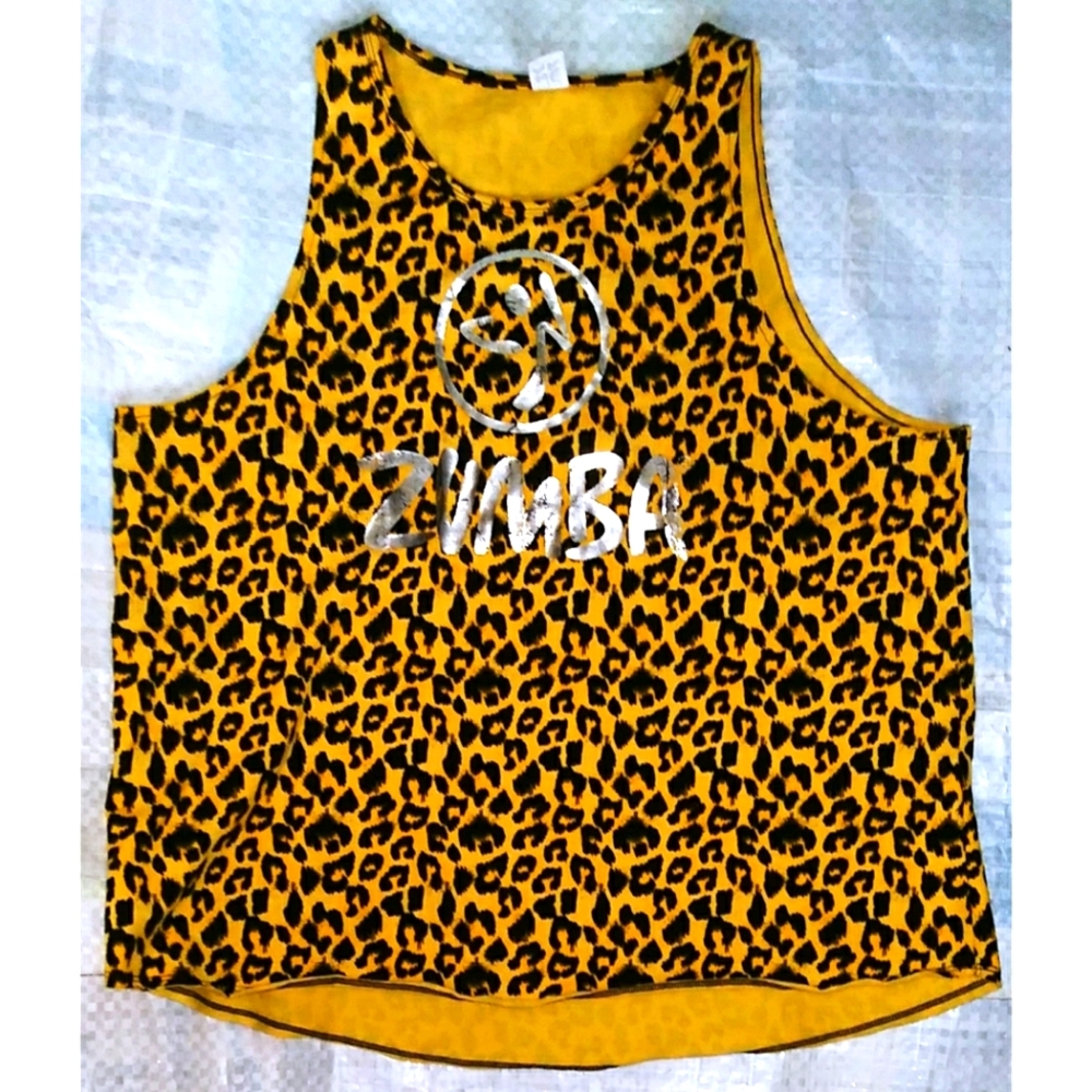 Zumba Instructor Leopard Cheetah Print Tank Top Medium Marvelous Metallic Silver